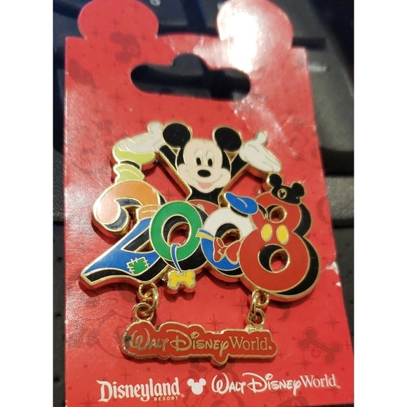 Disney Jewelry - Disney Pin Mickey Mouse Dangle Pluto Bone Donald Goofy Hats 59128 WDW Dated 2008